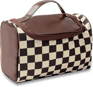 Makeup Bag Large Capacity Cosmetic Bag Waterproof Anti-Scratch Travel Toiletry Bag Large Black and White Checkered Cosmetic Organizer for Women