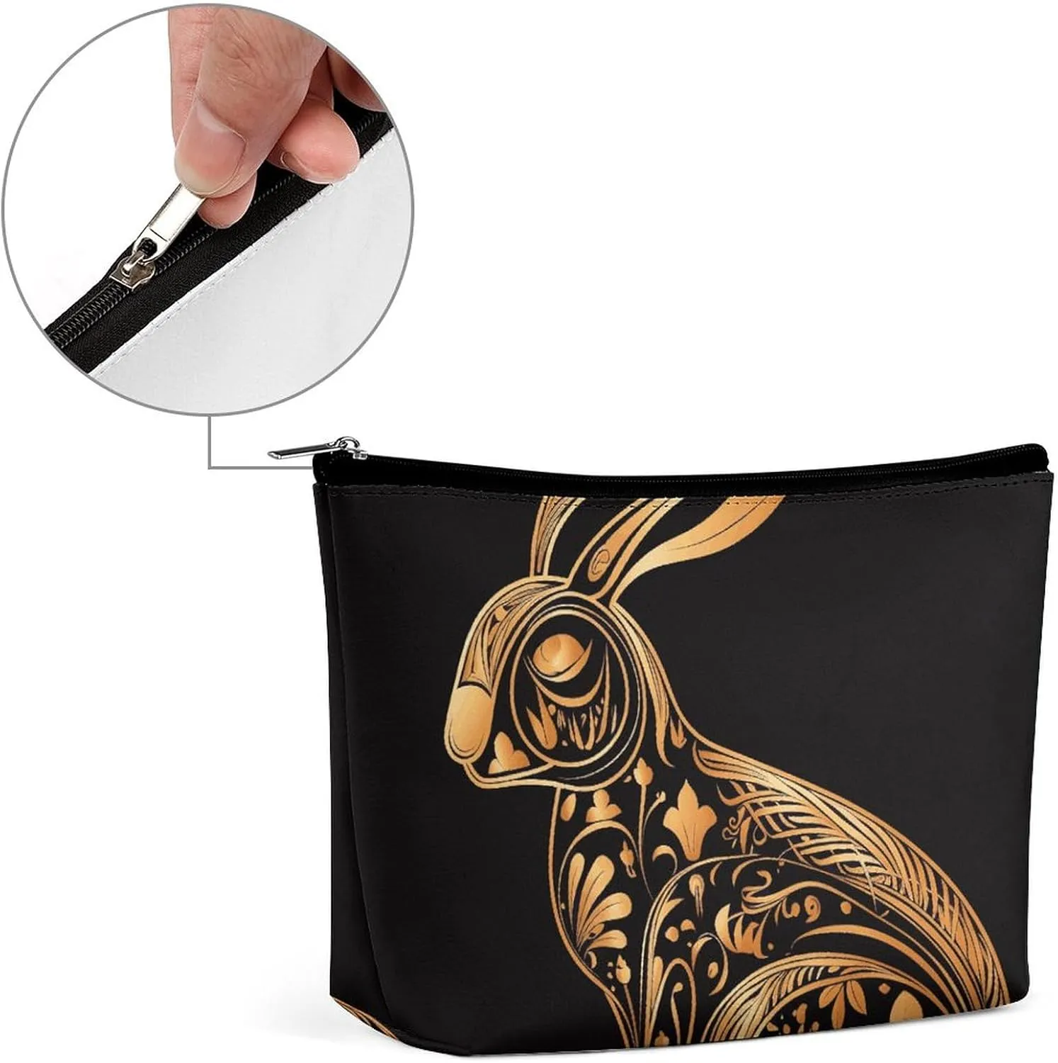 Makeup Bag Portable Cosmetic Bag Large Capacity Travel Makeup Bag Storage Bag Rabbit Icon Printed Toiletry Bag Suitable for Women And Girls