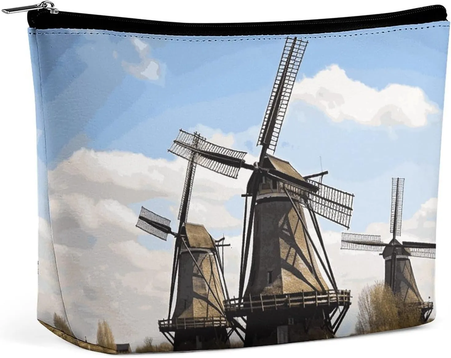 Makeup Bag Portable Cosmetic Bag Large Capacity Travel Makeup Bag Storage Bag Windmills Printed Toiletry Bag Suitable for Women And Girls