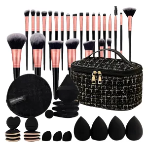 Makeup Brush Kit, Powder Blush Eyeshadow Brushes | Lightweight Cosmetic Tools Accessories Travel Case Organizer for Wife Daughter Mom