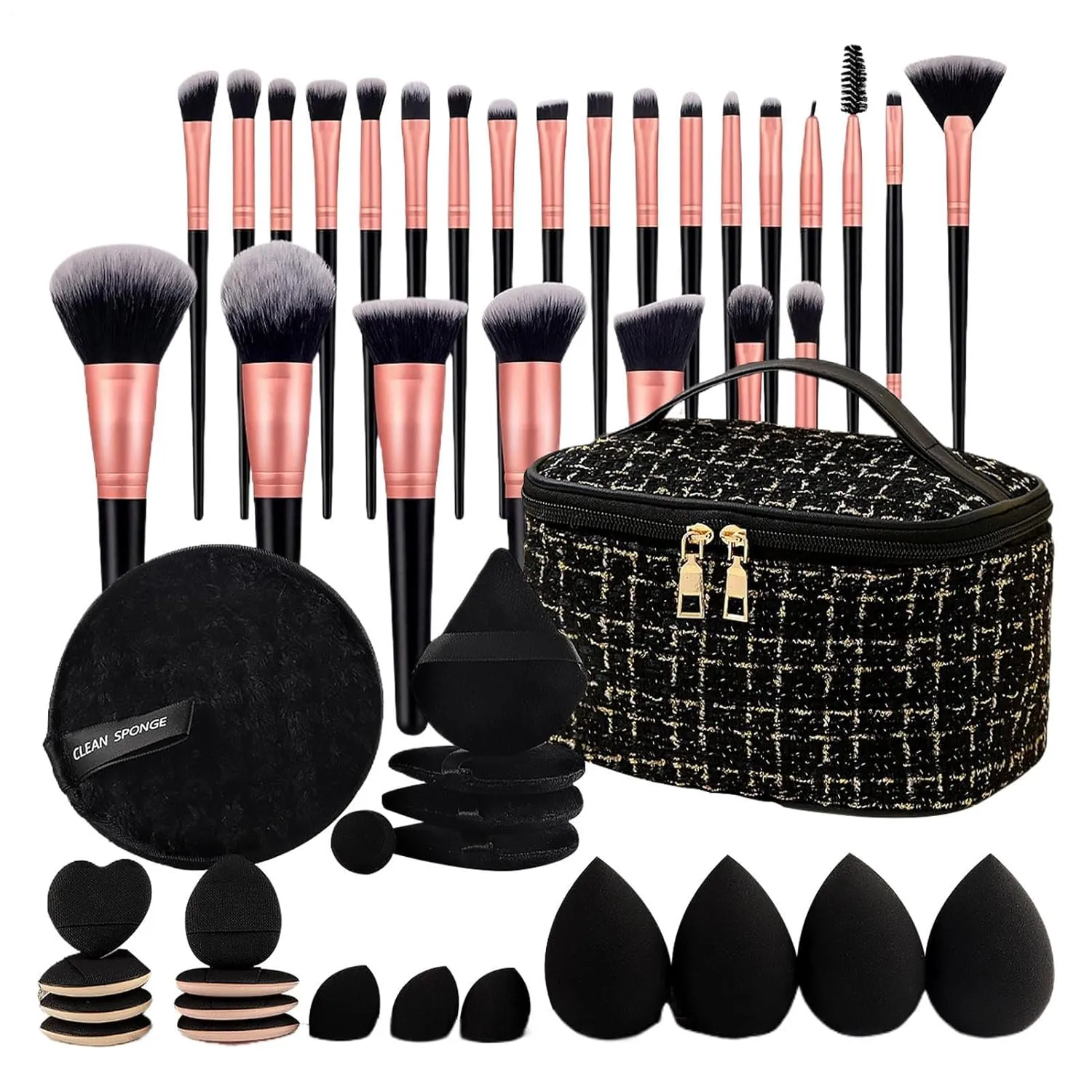 Makeup Brush Kit, Powder Blush Eyeshadow Brushes | Lightweight Cosmetic Tools Accessories Travel Case Organizer for Wife Daughter Mom