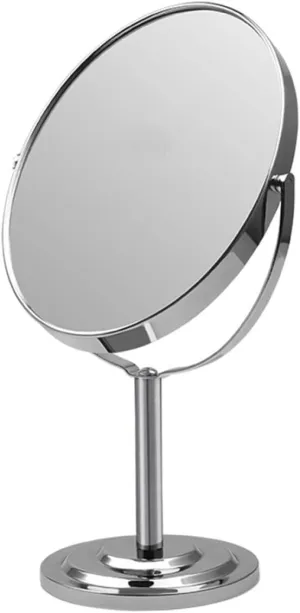 Makeup Mirror Magnifying Side 1pc Double Sided Oval Vanity Mirror Metal Frame for Bedroom and Bathroom Silver
