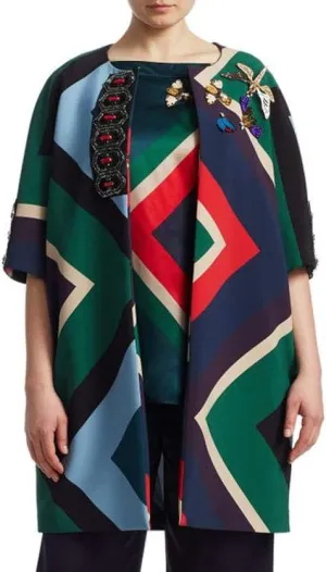 MARINA RINALDI Women's Nelson Embellished Jacket, Blue/Purple