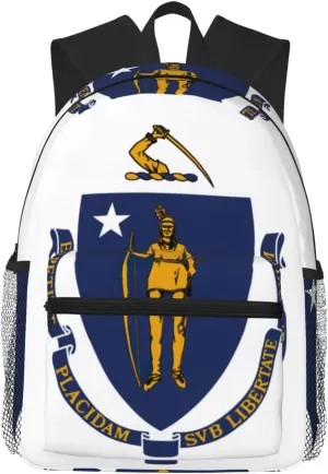 Massachusetts State Flag Backpack Large Sports Bag, Best for Basketball, Soccer, Volleyball, Swim, Gym, Travel