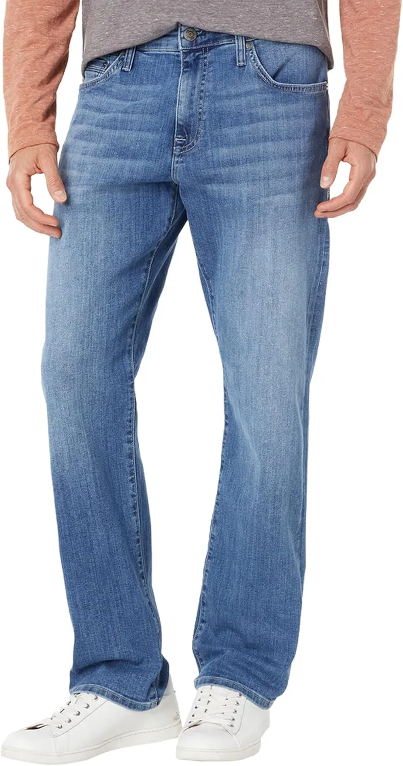 Mavi Matt Classic Men's Straight Leg Jeans, Mid-Rise Relaxed Fit Jeans for Men, Brushed Williamsburg, Medium Wash Blue Jeans, 28 x 30