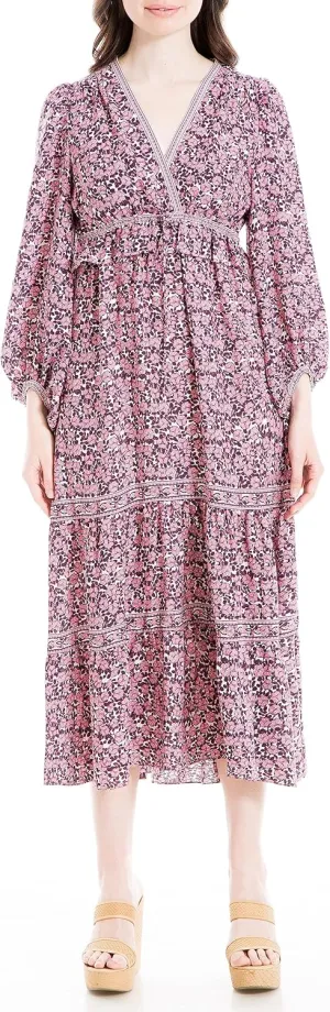 Max Studio Women's Long Sleeve Tiered Maxi Dress