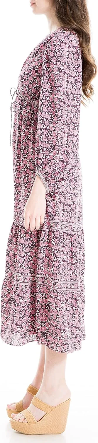 Max Studio Women's Long Sleeve Tiered Maxi Dress