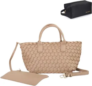 Medium Size Woven Tote Handbag for Women Work Tote Bag Shoulder Purse Tote Purse Shoulder Bag Travel Tote Bag