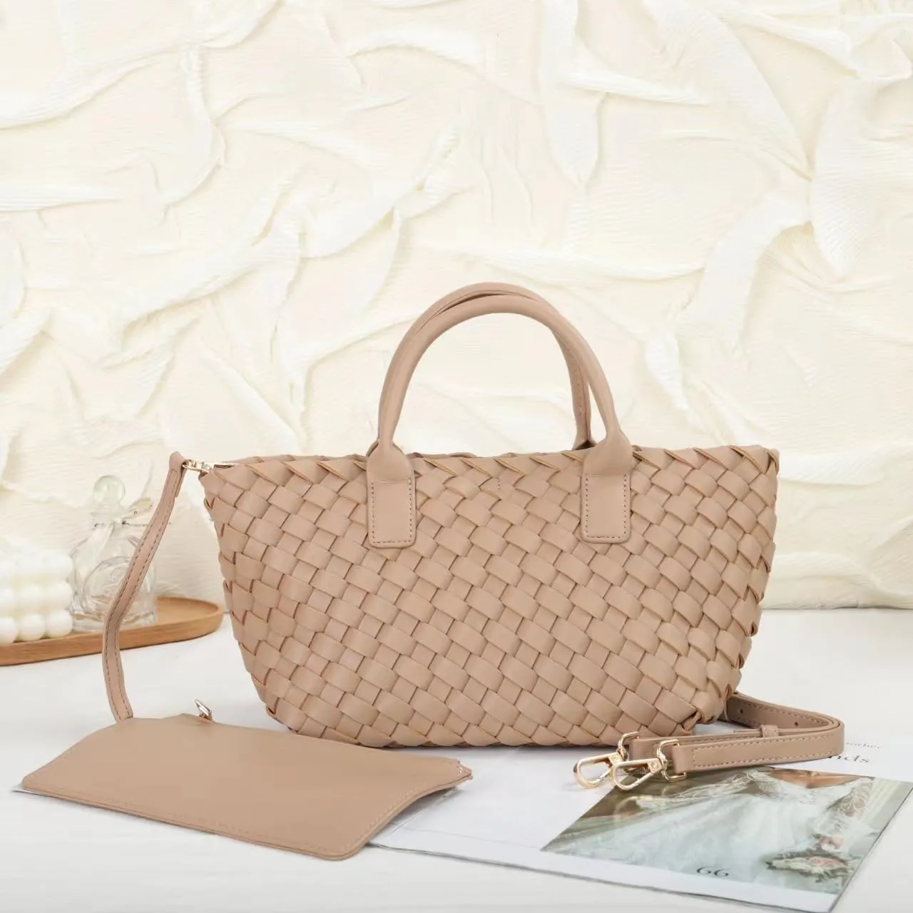 Medium Size Woven Tote Handbag for Women Work Tote Bag Shoulder Purse Tote Purse Shoulder Bag Travel Tote Bag