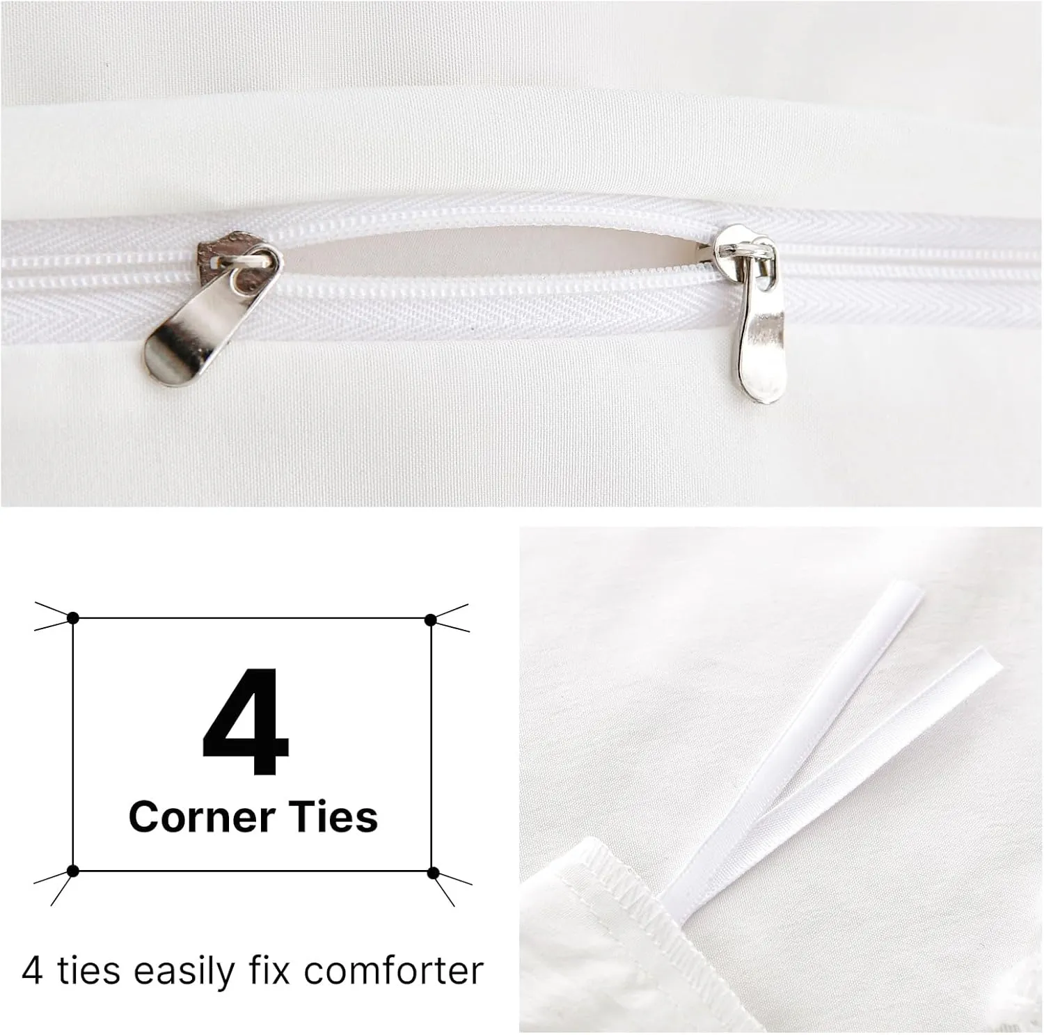MEILA White Duvet Cover King Size, Soft and Lightweight Boho Duvet Covers Set Tufted for All Seasons, 3 Pieces Boho Embroidery Shabby Chic Bedding Set (White, King, 104’’ x 90’’)