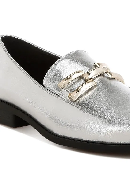 Melucine Metallic Horsebit Detail Loafers