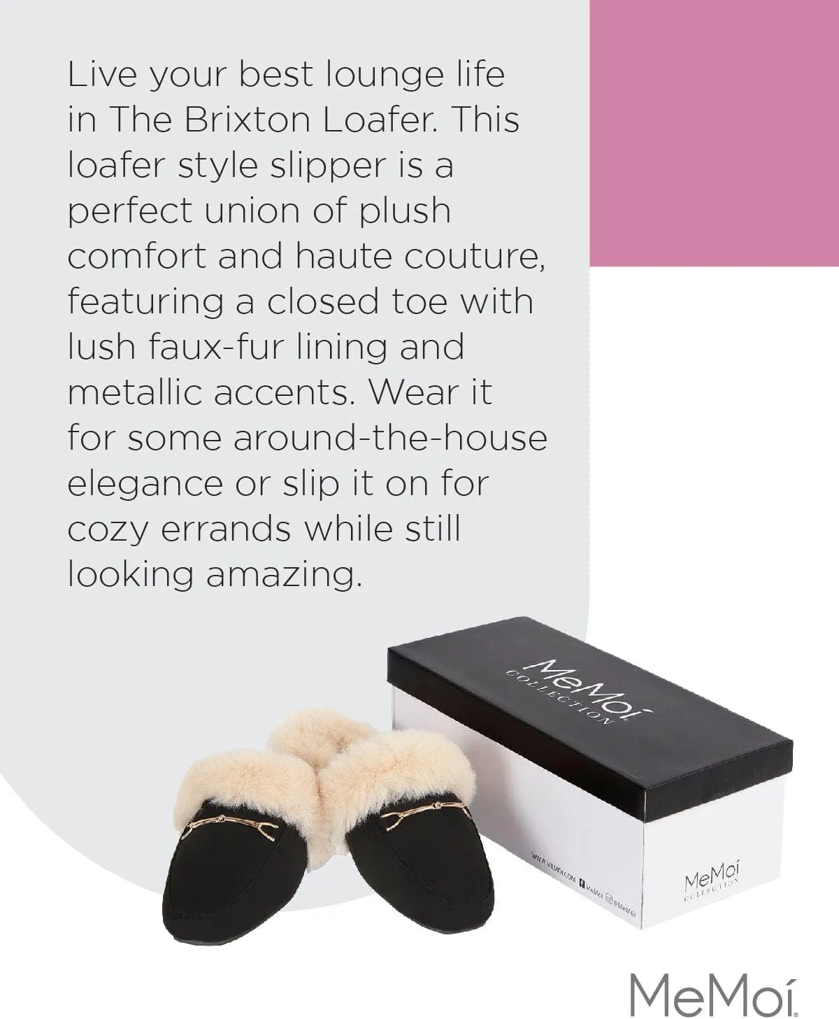 MeMoi Women's The Brixton Mule Faux-Fur Lined Loafer Slippers