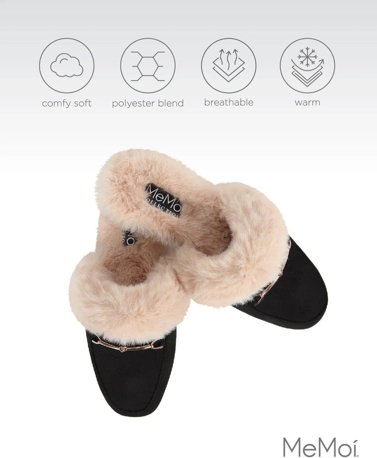 MeMoi Women's The Brixton Mule Faux-Fur Lined Loafer Slippers