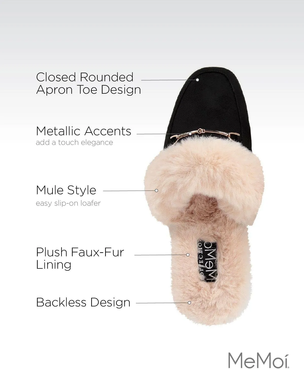 MeMoi Women's The Brixton Mule Faux-Fur Lined Loafer Slippers
