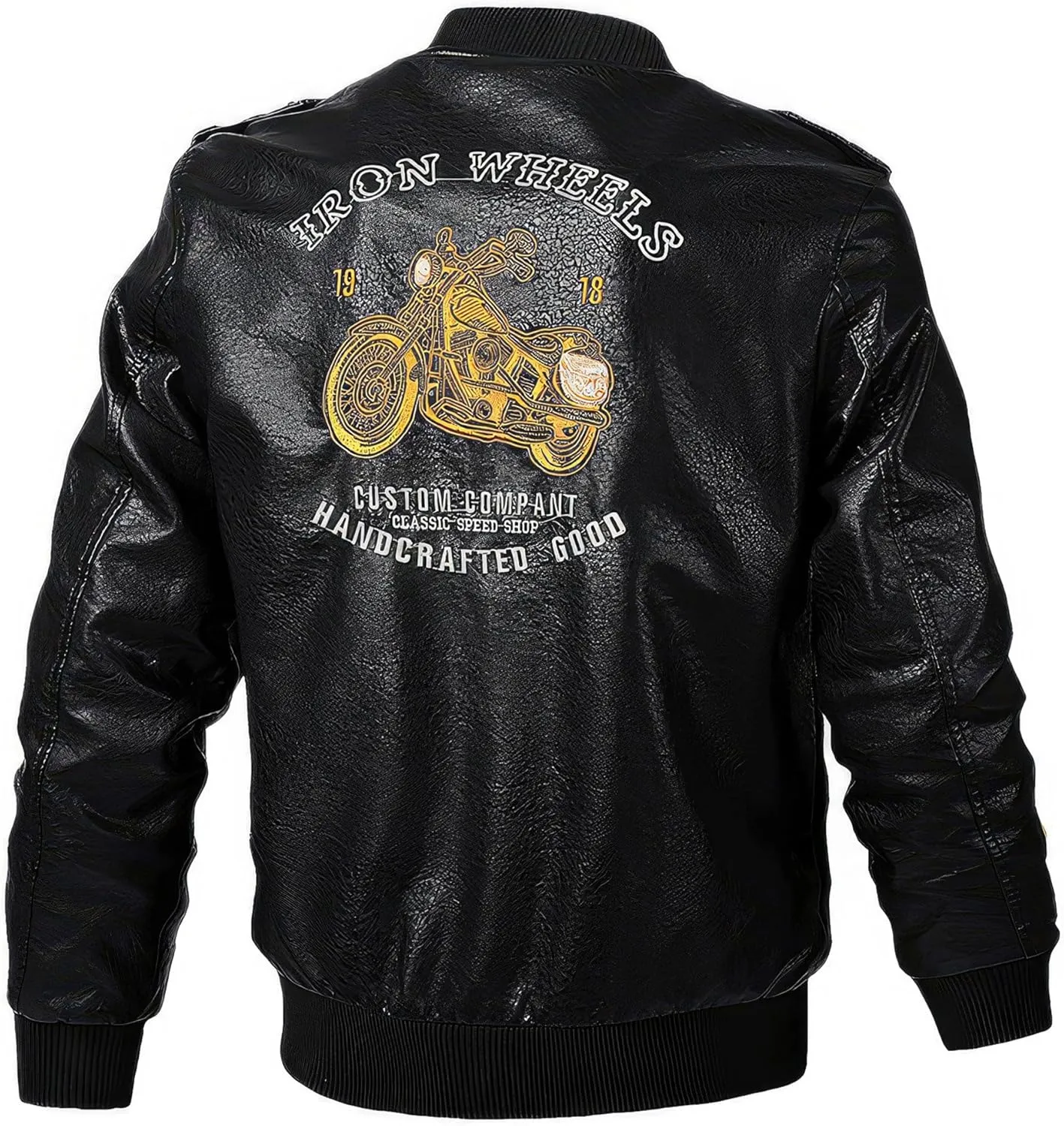 Men Motorcycle Casual Embroidered Retro Aviator Jacket Pu Jacket Warm Overcoat Genuine Leather Jackets