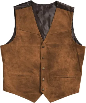 Men's Artificial Suede Leather Suit Vest Casual Cowboy Western Classic Wedding V Neck Waistcoat Vest