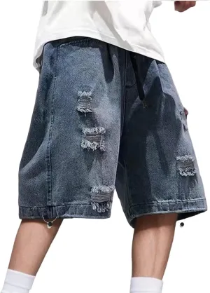 Mens Baggy Jean Shorts Loose Fit Mid Denim Shorts Casual Summer Y2K Vintage Trendy Outfits
