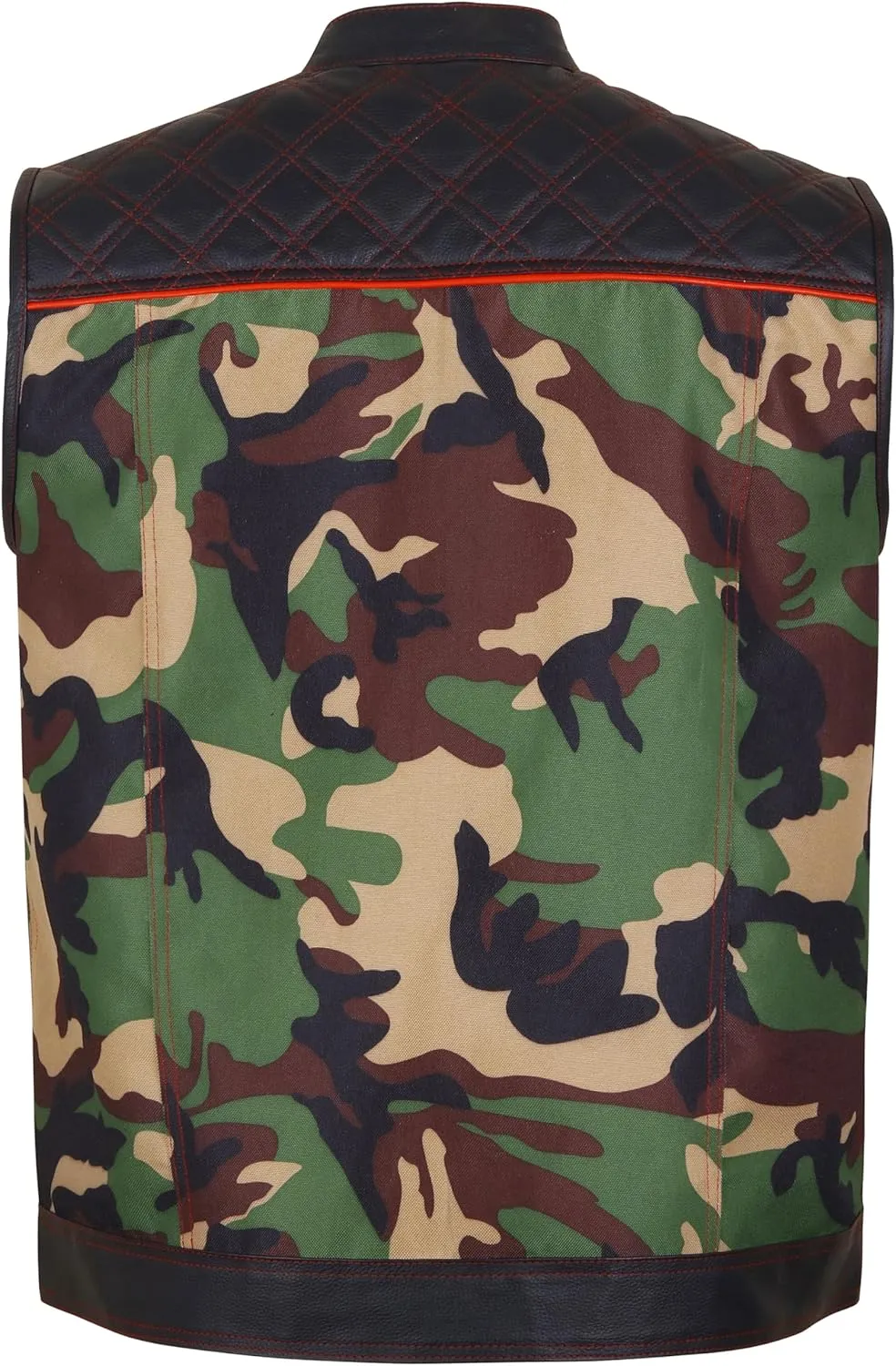 .Men's Biker Rider Motorcycle club leather & textile camouflage vest