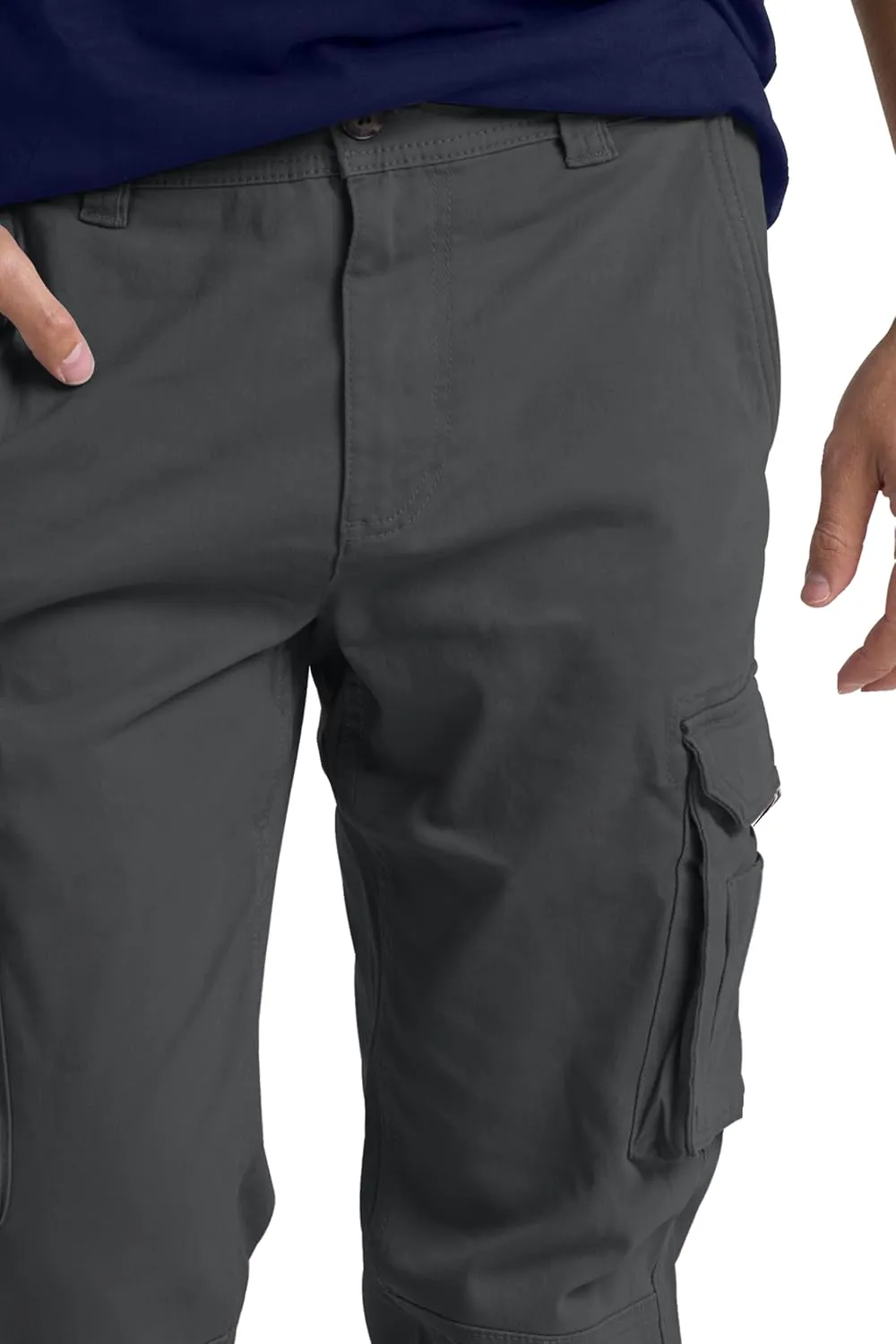 Mens Cargo Pant 100% Cotton Slim-Fit Relaxed Tactical Hiking Heavy Duty Workwear 6 Pockets Outdoor Cargo Works Pants 32W-44W