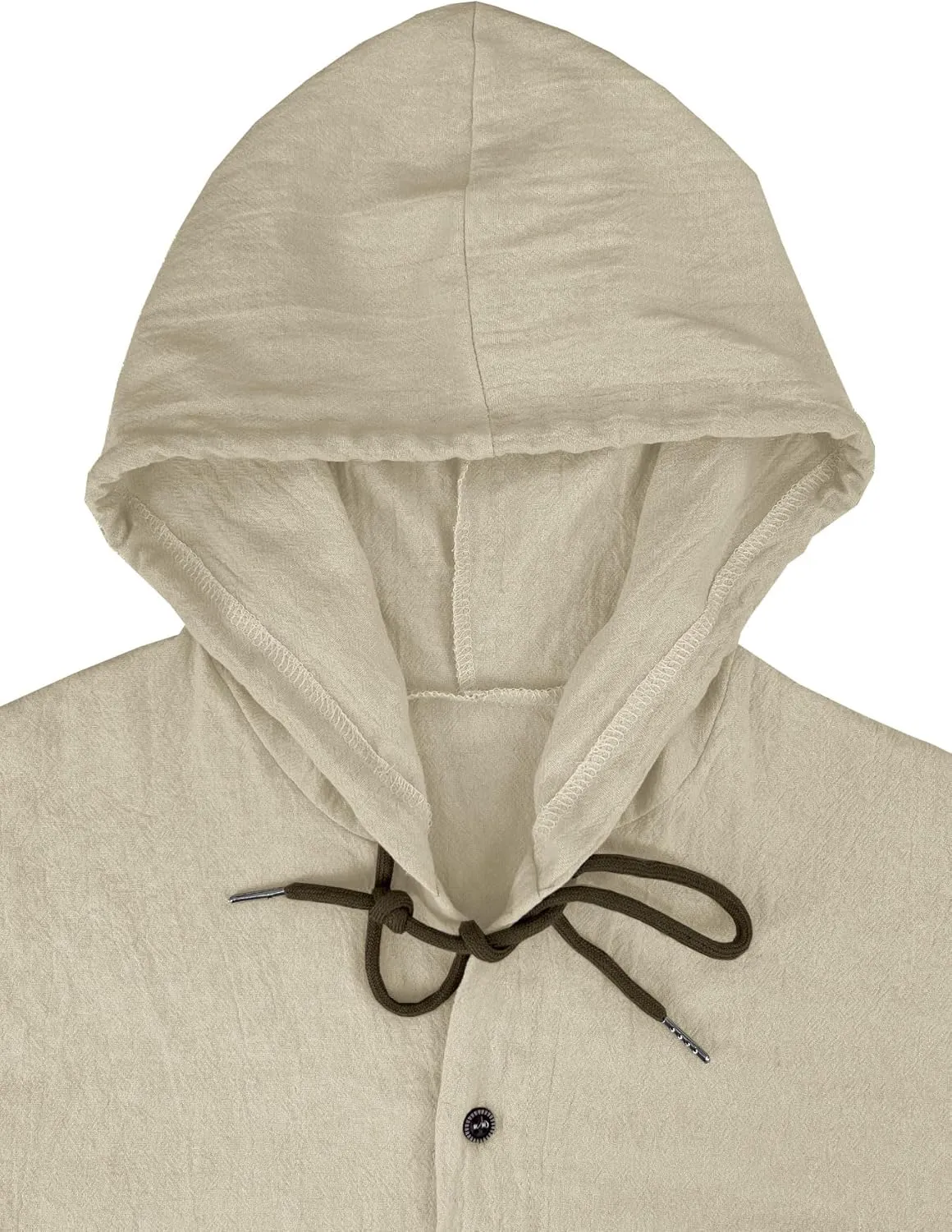 Men's Casual Linen Button - Down: Long Sleeve, Roll - Up, Hooded Tops for Summer Beach