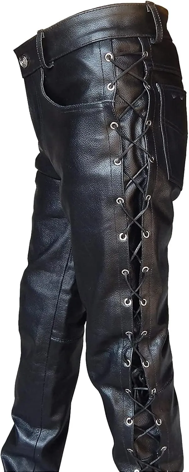 Mens Faux Leather Pants Slim Fit Skinny Stretch Leather Hip Hop Goth Pants Gothic Steampunk Trousers for Men Fall Winter