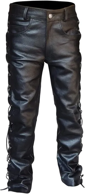 Mens Faux Leather Pants Slim Fit Skinny Stretch Leather Hip Hop Goth Pants Gothic Steampunk Trousers for Men Fall Winter