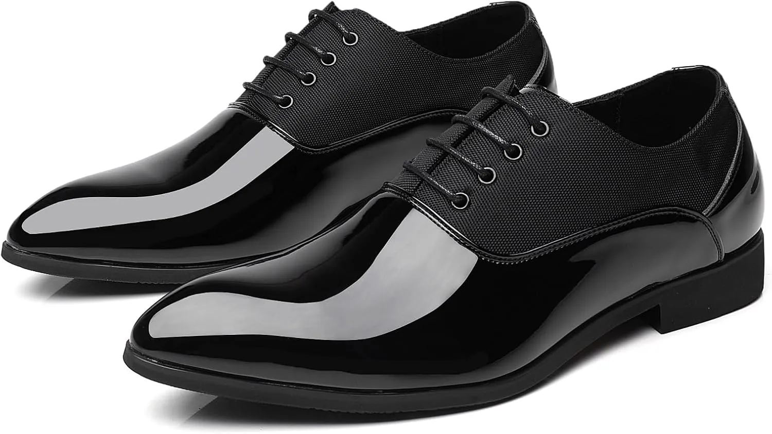 Men's Faux Patent Leather Dress Shoes Glitter Prom Tuxedo Lace-up Formal Oxford