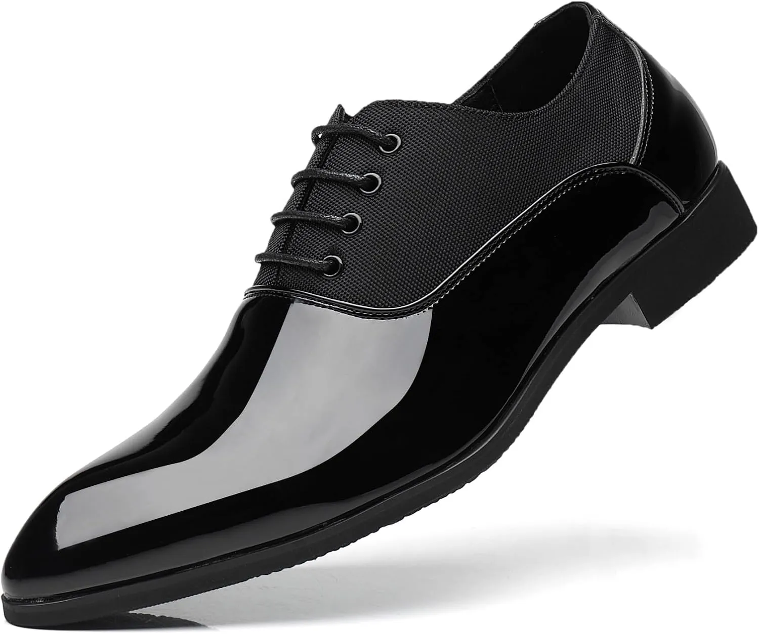Men's Faux Patent Leather Dress Shoes Glitter Prom Tuxedo Lace-up Formal Oxford
