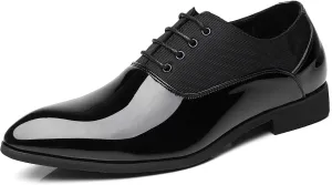 Men's Faux Patent Leather Dress Shoes Glitter Prom Tuxedo Lace-up Formal Oxford