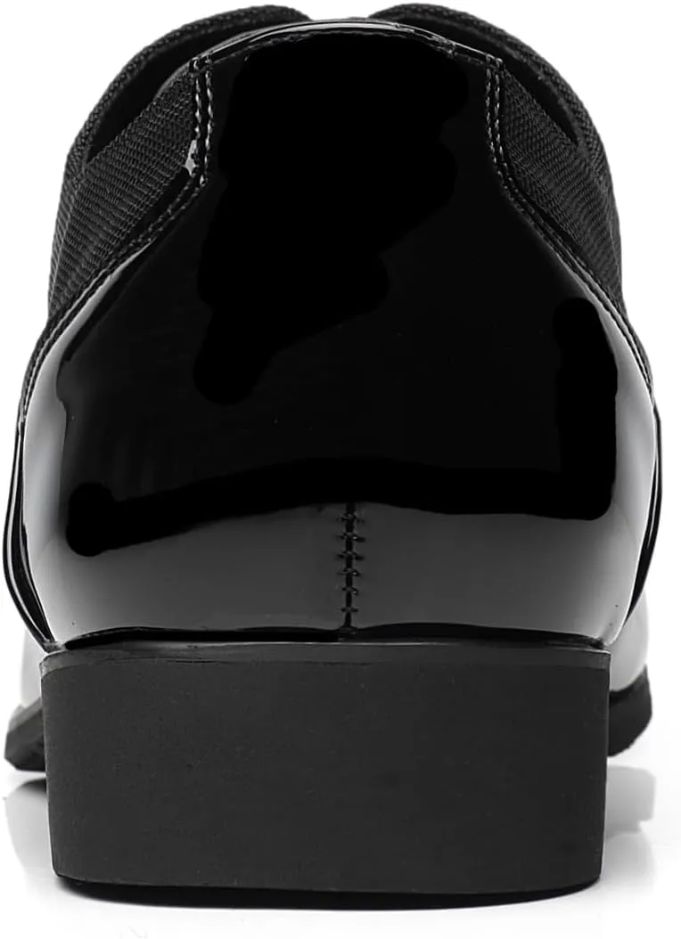 Men's Faux Patent Leather Dress Shoes Glitter Prom Tuxedo Lace-up Formal Oxford