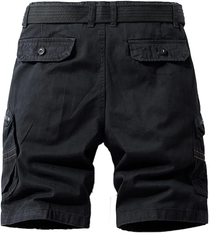 Men's Regular Fit Military Cargo Shorts - Summer Cotton Casual Shorts with Zipper Pockets