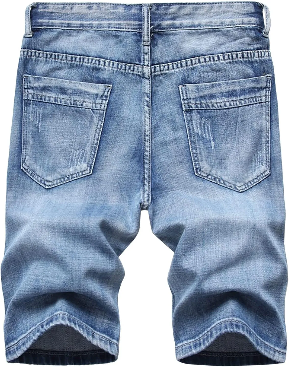 Men's Shorts 7 Inch Inseam Classic Fit Com t Flex Ripped Jean Shorts Fashion Buckle Zipper Utility Denim Shorts