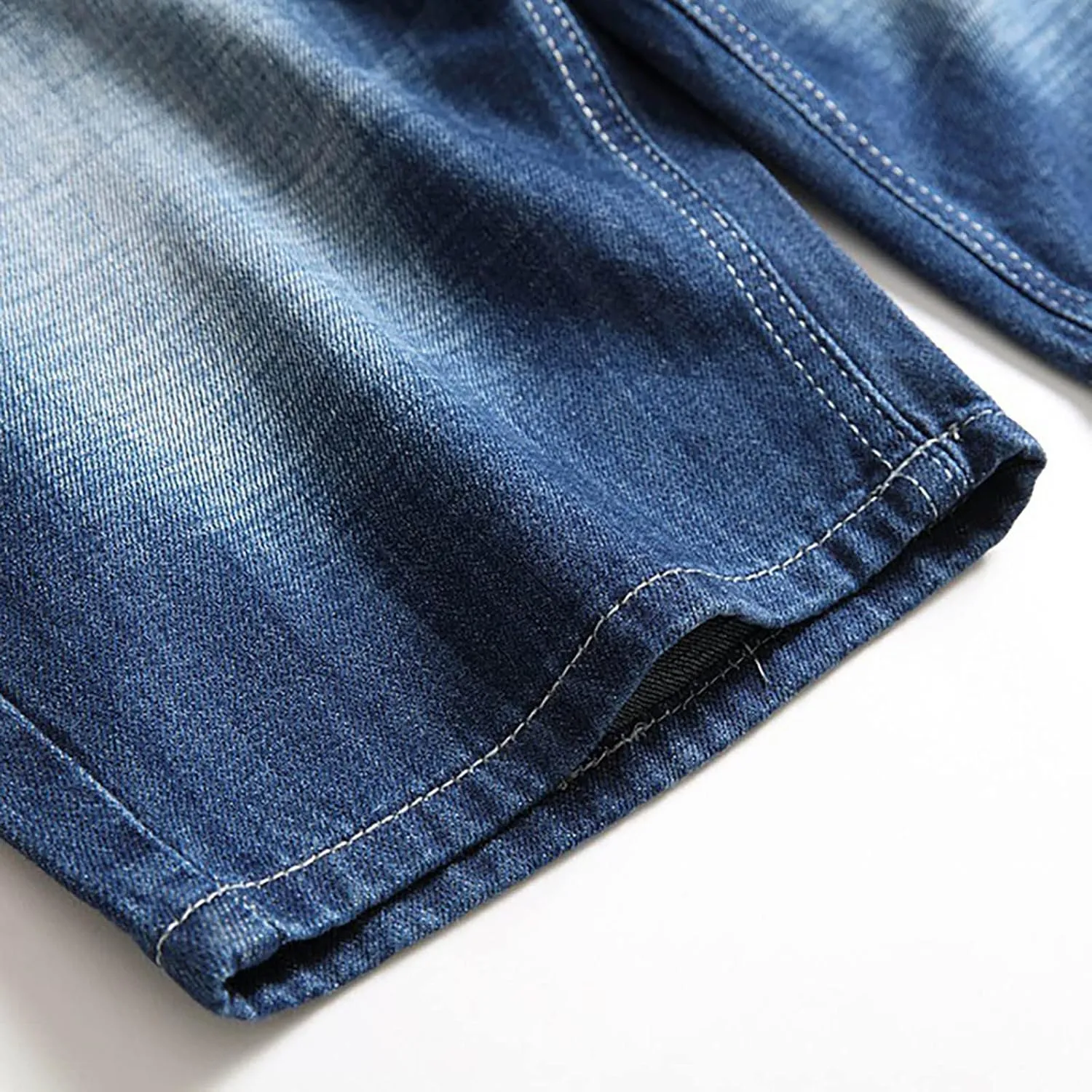 Men's Shorts 7 Inch Inseam Classic Fit Com t Flex Ripped Jean Shorts Fashion Buckle Zipper Utility Denim Shorts