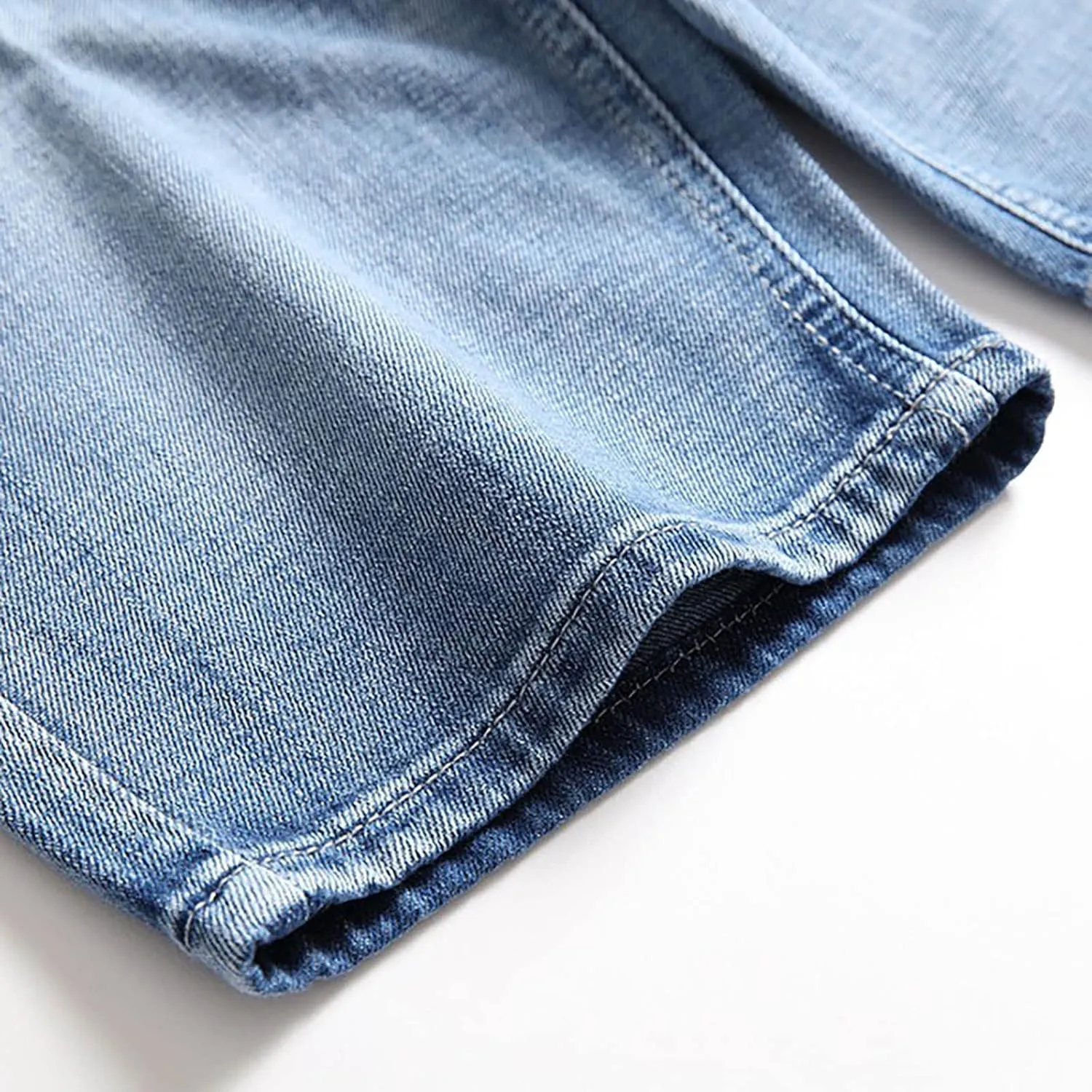 Men's Shorts 7 Inch Inseam Classic Fit Com t Flex Ripped Jean Shorts Fashion Buckle Zipper Utility Denim Shorts