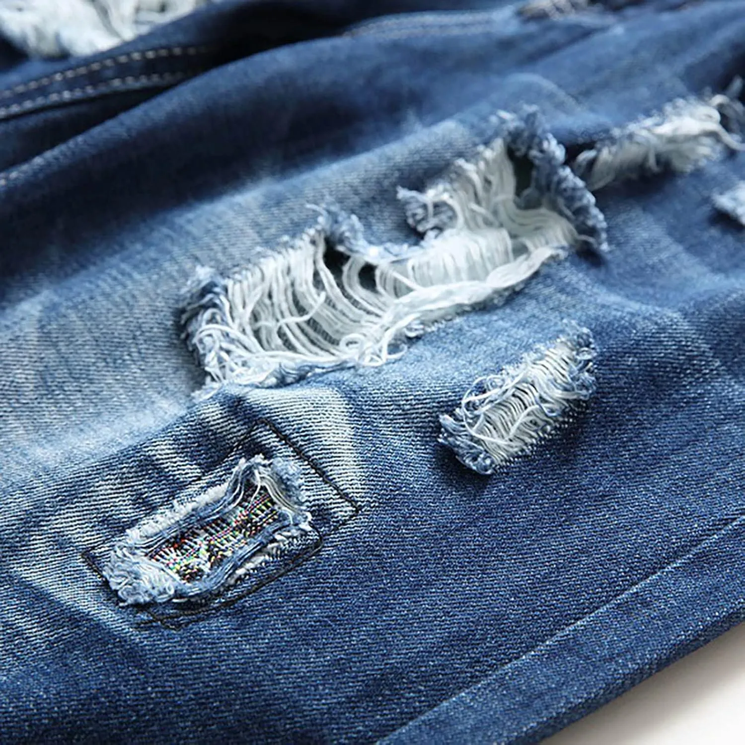Men's Shorts 7 Inch Inseam Classic Fit Com t Flex Ripped Jean Shorts Fashion Buckle Zipper Utility Denim Shorts