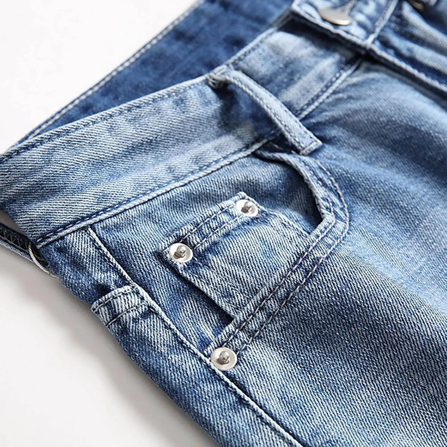 Men's Shorts 7 Inch Inseam Classic Fit Com t Flex Ripped Jean Shorts Fashion Buckle Zipper Utility Denim Shorts