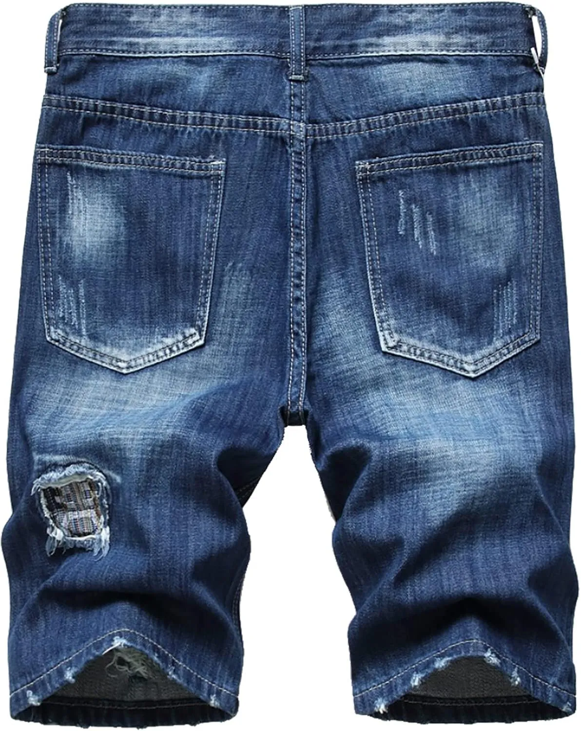 Men's Shorts 7 Inch Inseam Classic Fit Com t Flex Ripped Jean Shorts Fashion Buckle Zipper Utility Denim Shorts