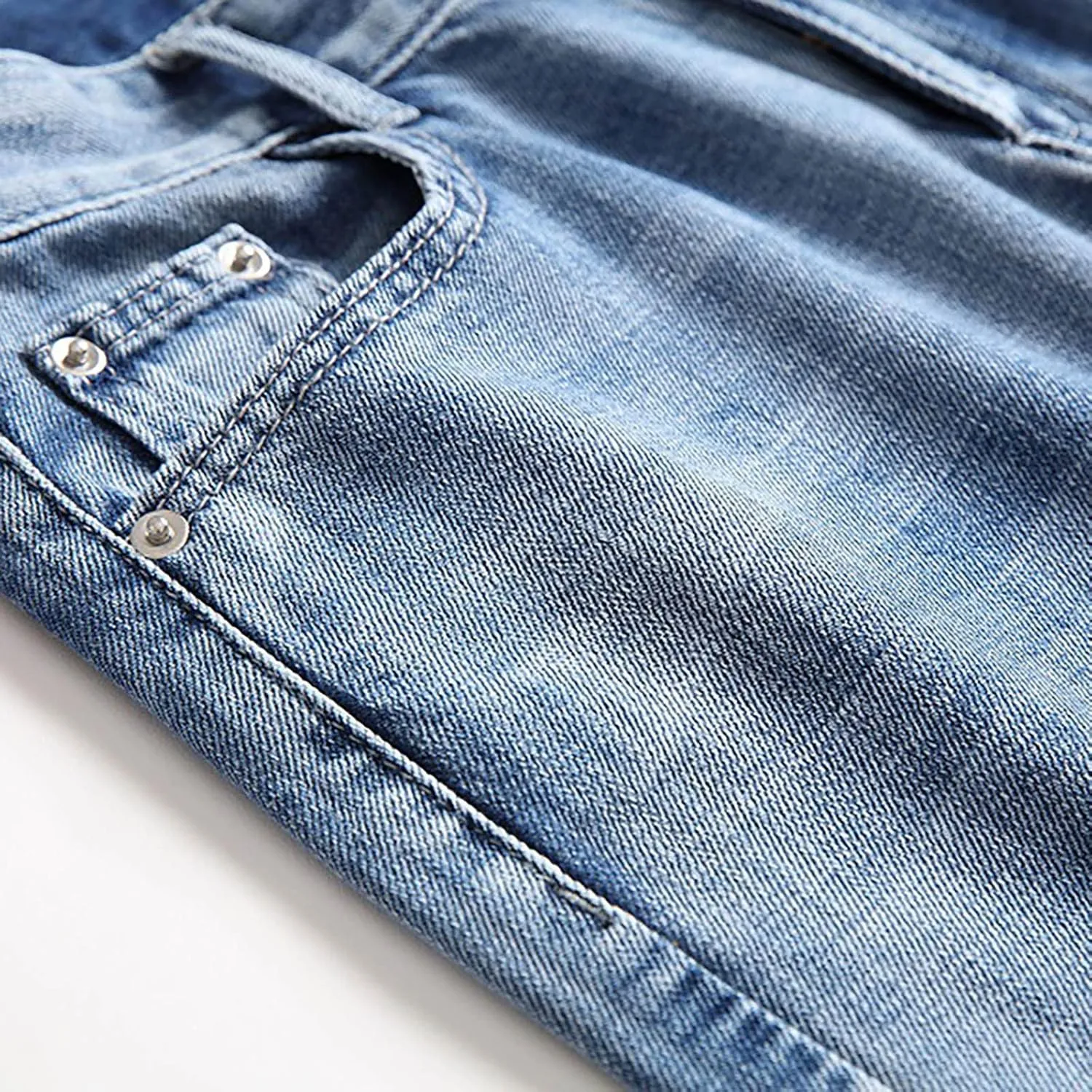 Men's Shorts 7 Inch Inseam Classic Fit Com t Flex Ripped Jean Shorts Fashion Buckle Zipper Utility Denim Shorts