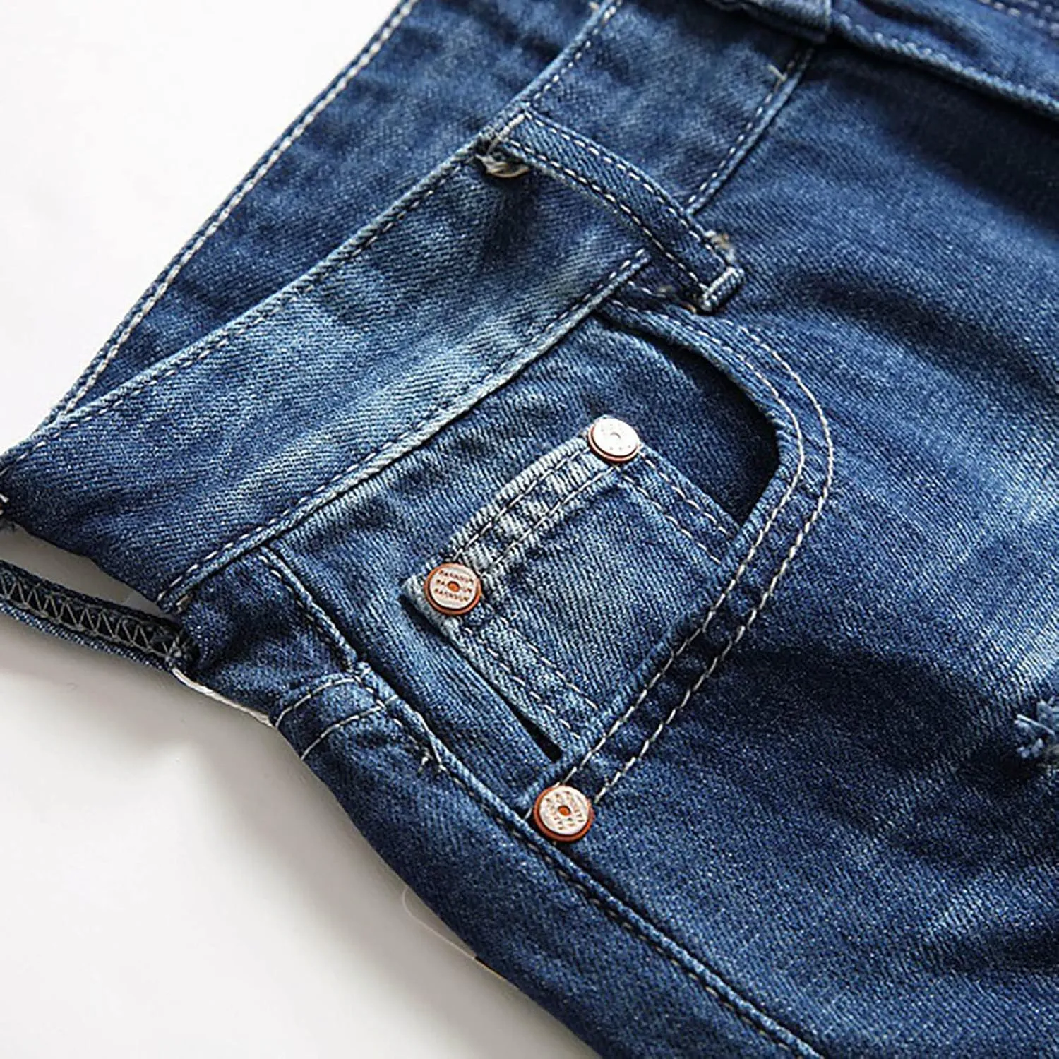 Men's Shorts 7 Inch Inseam Classic Fit Com t Flex Ripped Jean Shorts Fashion Buckle Zipper Utility Denim Shorts