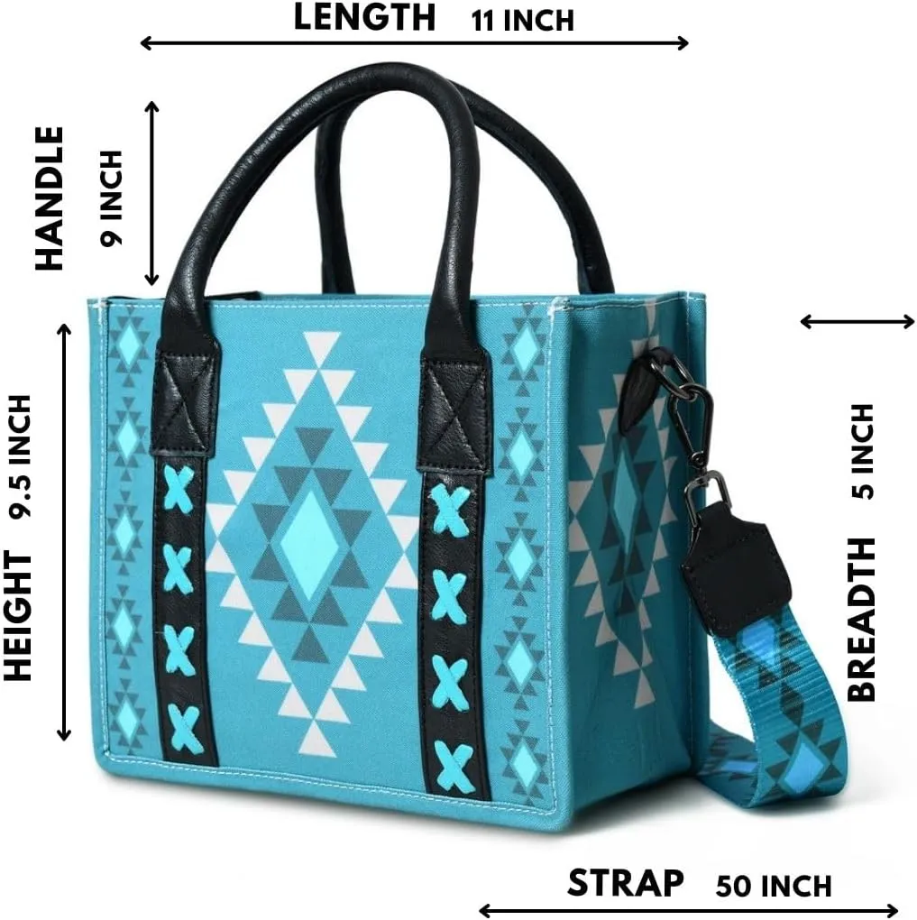 Merbaa Canvas Aztec Tote Bag for Women - Boho Shoulder Purses and Handbags