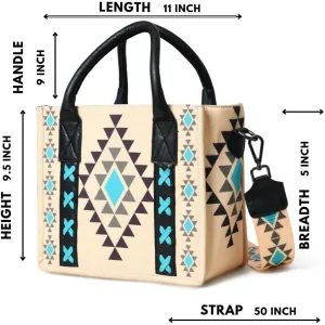 Merbaa Canvas Aztec Tote Bag for Women - Boho Shoulder Purses and Handbags