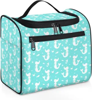 Mermaid Fish Large Travel Toiletry Bag for Women, Travel Organizer for Toiletries, Waterproof Makeup Cosmetic Bag with Handle