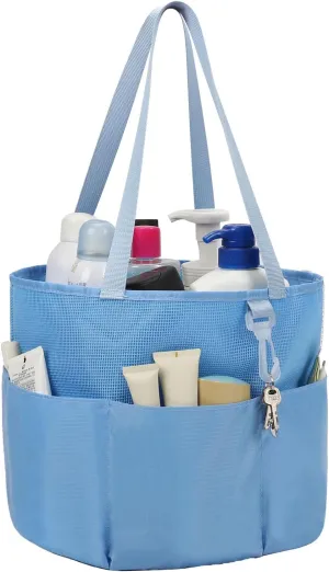 Mesh Shower Caddy Portable, Travel Toiletry Bag for Women Men, Large Capacity Shower Bag Quick Dry Bathroom Bag for Dorm, Gym, Bathroom, Camping, Beach, Swimming, Traveling, Blue