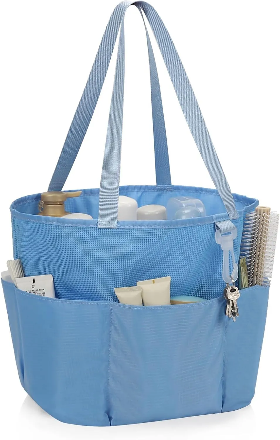 Mesh Shower Caddy Portable, Travel Toiletry Bag for Women Men, Large Capacity Shower Bag Quick Dry Bathroom Bag for Dorm, Gym, Bathroom, Camping, Beach, Swimming, Traveling, Blue
