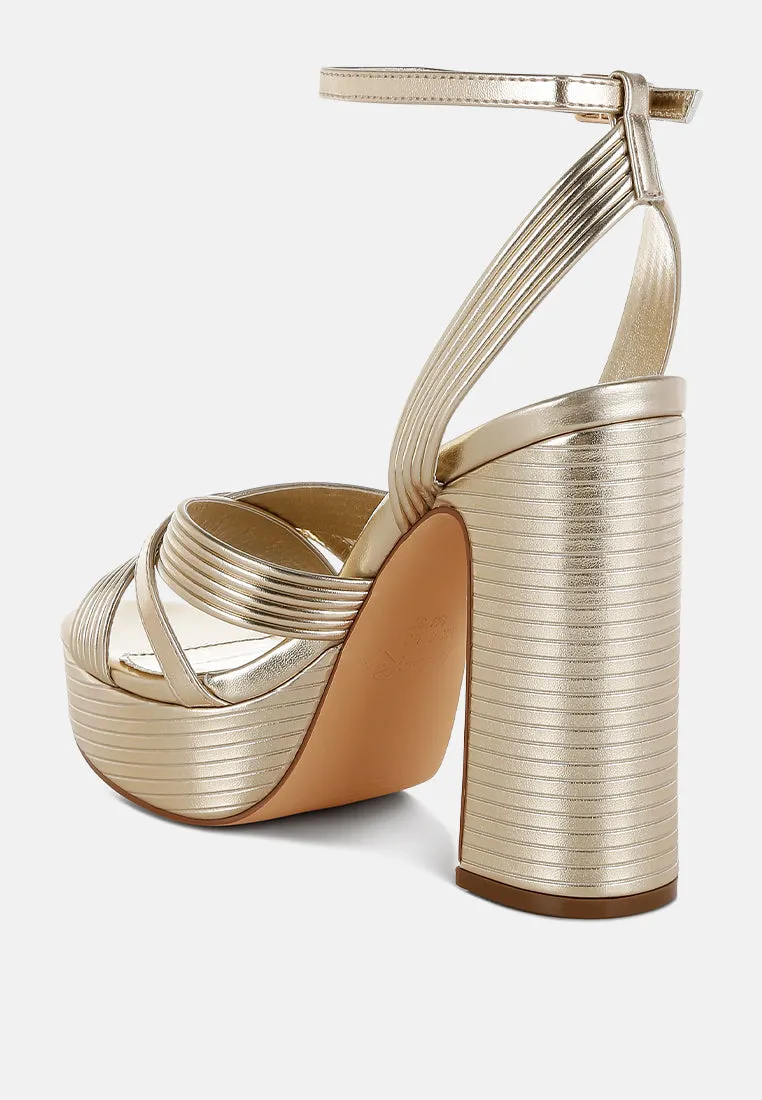 Metallic Ankle Strap Heel Sandals By RUW