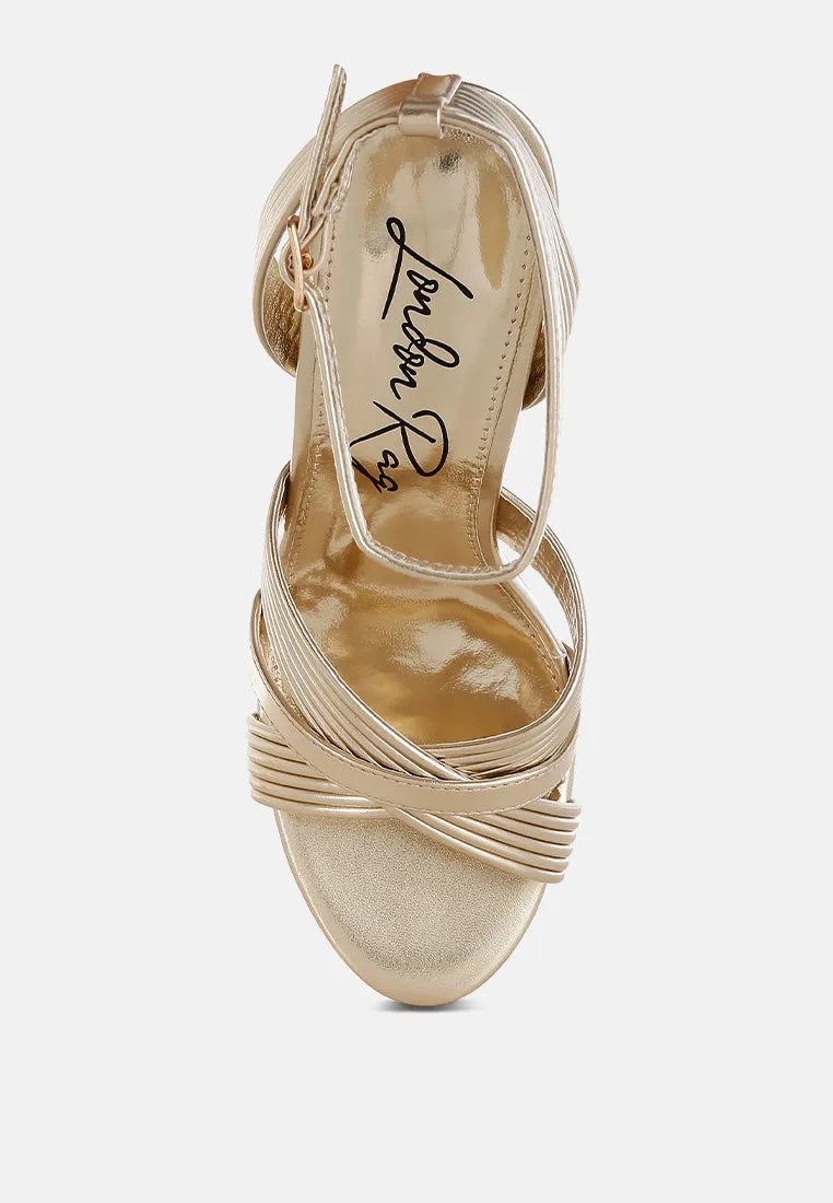 Metallic Ankle Strap Heel Sandals By RUW
