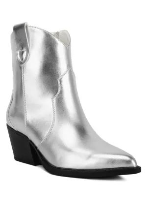 Metallic Faux Leather Boots