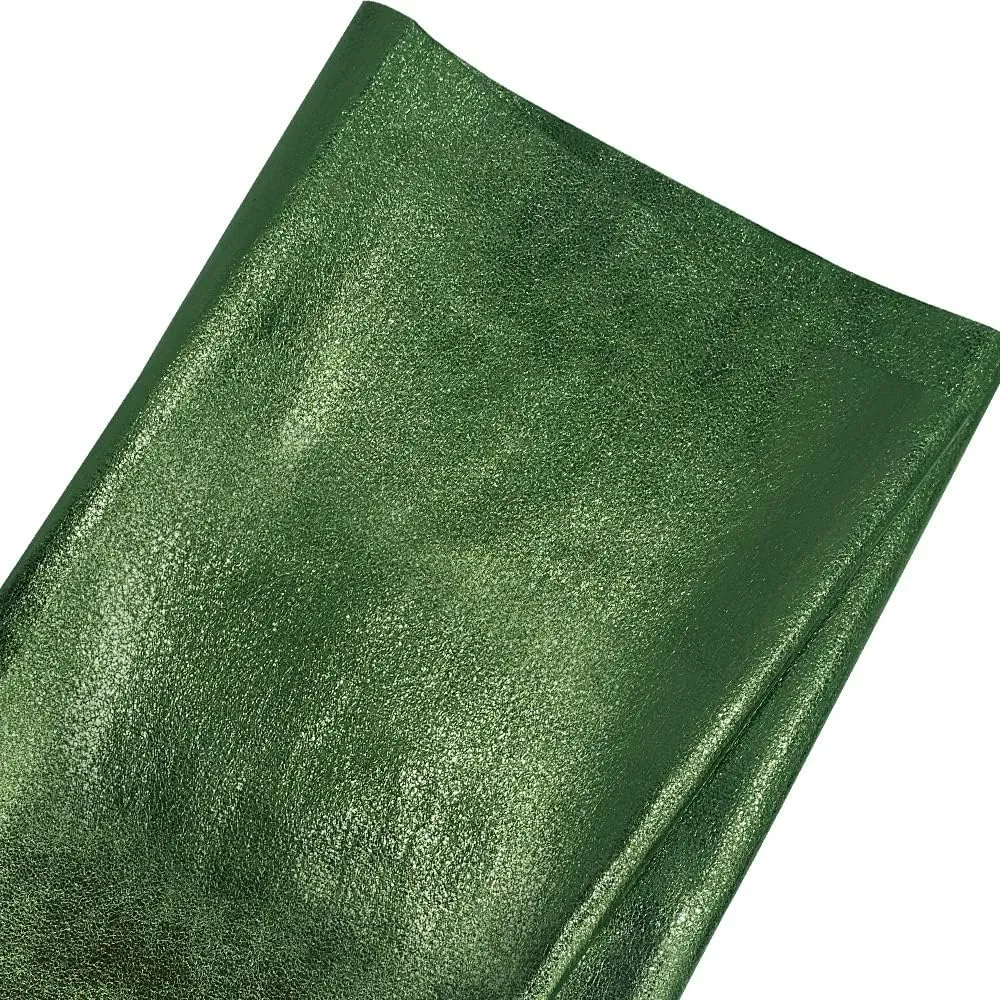 Metallic Leatherette Fabric Sold by The Yard Shiny Faux Leather Crafting Soft Faux Leather Fabric for Home Upholstery Bags Wallets Making, Green
