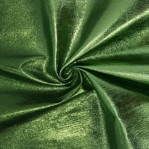 Metallic Leatherette Fabric Sold by The Yard Shiny Faux Leather Crafting Soft Faux Leather Fabric for Home Upholstery Bags Wallets Making, Green