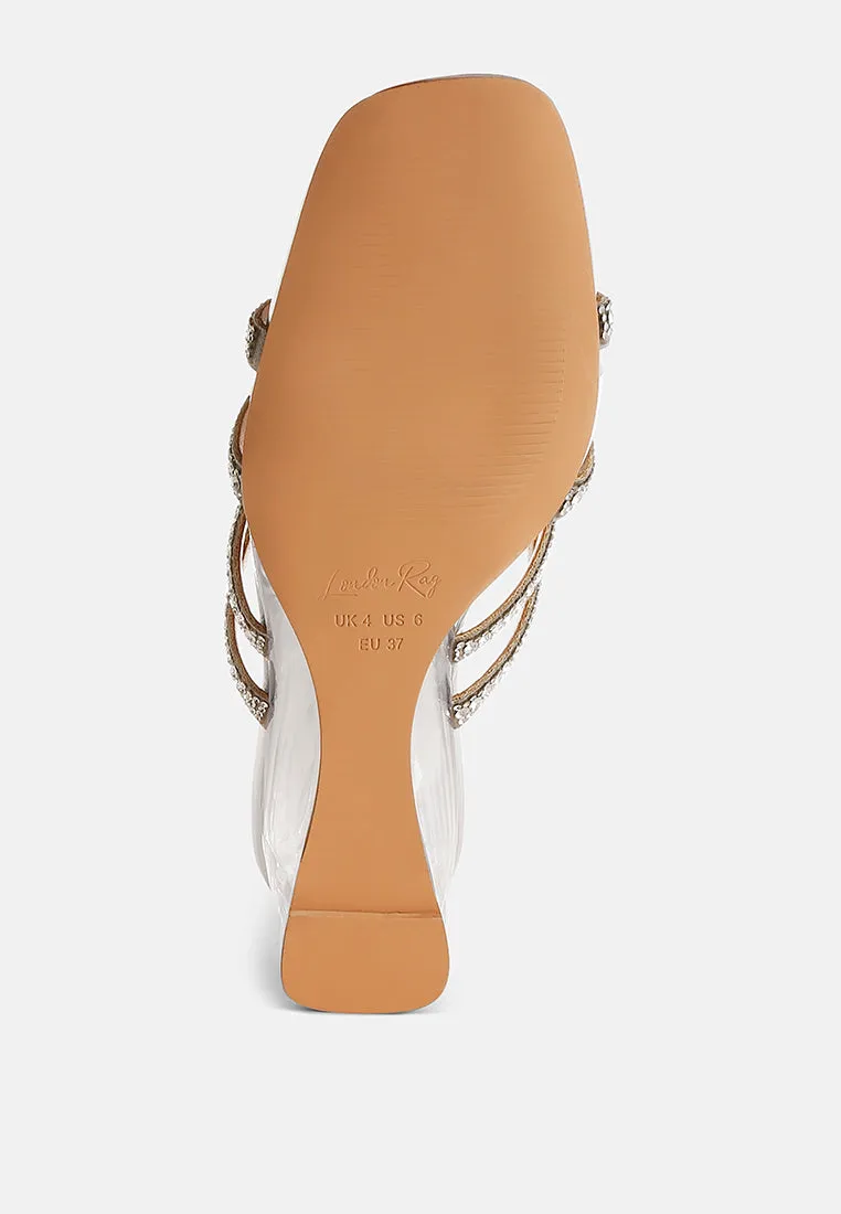 Metallic Rhinestone Clear Wedge Sandals By RUW